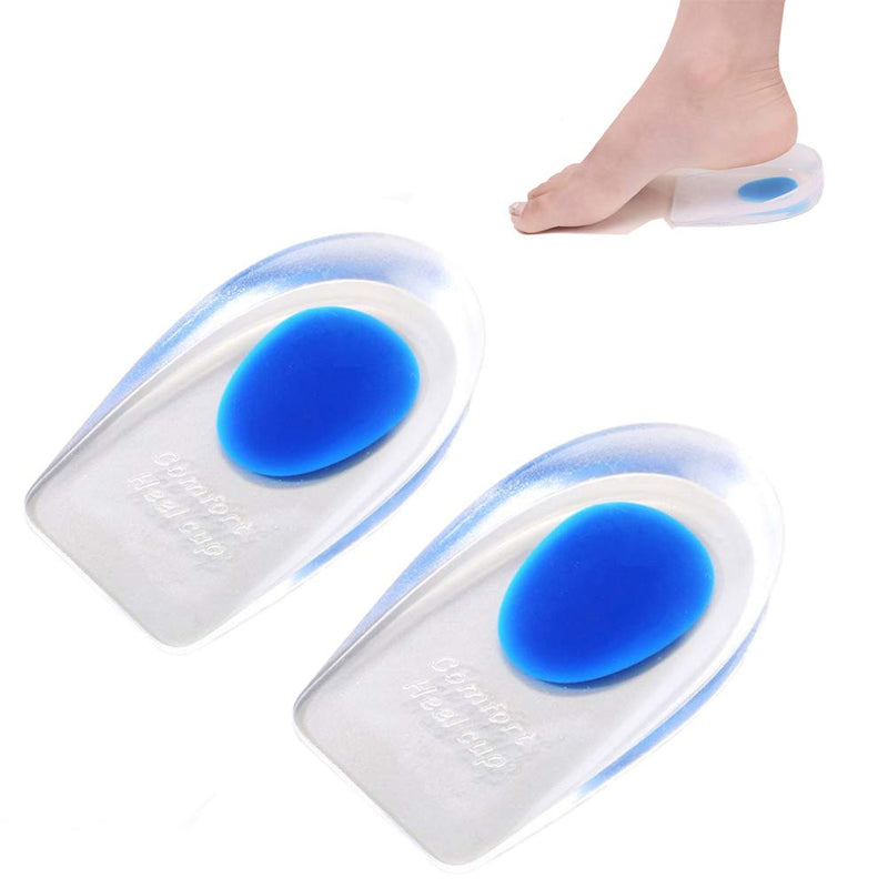 1 Pair Gel Heel Cups Plantar Fasciitis Inserts Pads for Heel Pain, Bone Spur & Achilles Pain 35-39 (UK 4-7) Blue - BeesActive Australia
