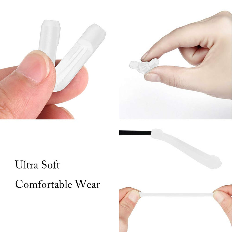 PIPJOY Premium Ultra Soft Anti Slip Silicone Eyeglass Temple Tips - 6 Pair Ear Grips Sleeve Retainer Clear - BeesActive Australia