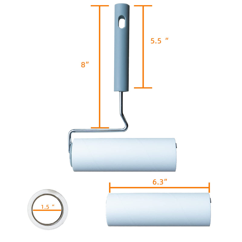 YabeePet Extreme Sticky Large Surface Lint Roller, Long Handle Pet Hair Remover, Designed for Removing Pet Dog Cat Hair 90 Sheets, 6.5inch Width (1 Roller+2 Refills) 1 Roller+2 Refills - BeesActive Australia