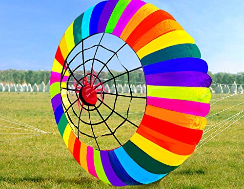 [AUSTRALIA] - HENGDA KITE-Super Parafoil Rainbow Ring Kite Spinning Bowl Crown Ripstop Nylon Single Line Laundry Kite 
