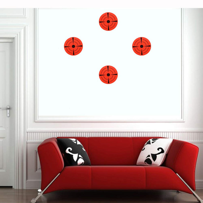[AUSTRALIA] - Hybsk Target Pasters 3 Inch Round Adhesive Shooting Targets - Target Dots - Fluorescent Red and Black (Fluorescent Red) 