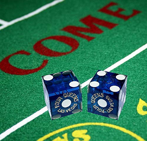 Cyber-Deals Wide Selection of 19mm Craps Dice Pairs - Authentic Las Vegas Casino Table-Played Four Queens (Blue Polished) - BeesActive Australia