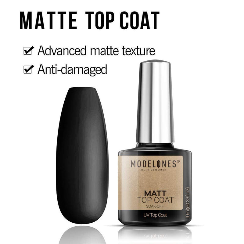 Modelones Matte Top Coat Base Coat for Gel Nail Polish, 3Pcs No Wipe Top Coat, Long Lasting High Gloss Shiny and Matte Effects DIY at Home, 10ml Each Bottle - BeesActive Australia