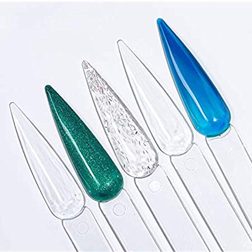 250 Pcs Stiletto Nail Tips Sticks Nail Color Display TipsNail Art Practice Sticks with Metal Screw Split Ring Holder (Clear) Clear - BeesActive Australia