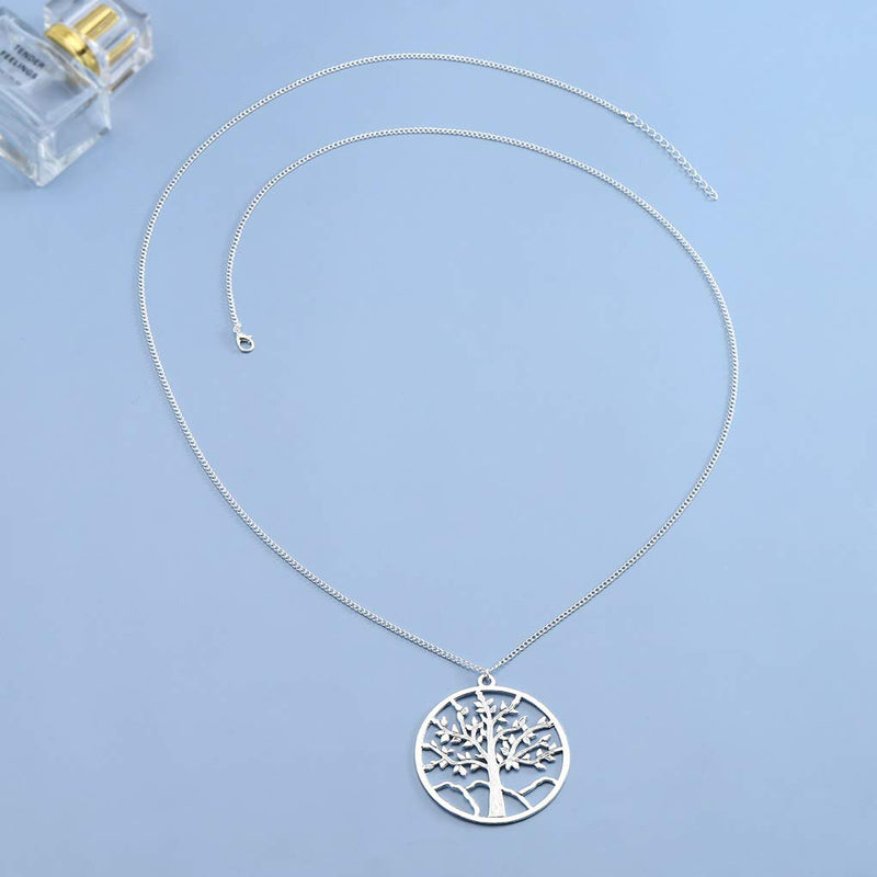 Yalice Tree of Life Necklace Chain Long Pendant Necklaces Drop Dress Jewelry for Women and Girls Silver - BeesActive Australia