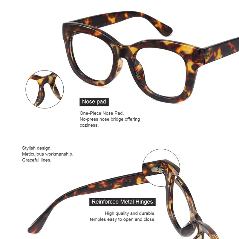 JiSoo Reading Glasses Women/Men Designer Oversized Readers, Thick Large Round Ladies Reading Glasses A-tortoise 1.25 x - BeesActive Australia