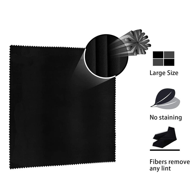 AONAT 6 Pack Microfiber Cleaning Cloth,Glasses Cleaning Cloth Reusable Microfibre Cleaning Cloths for Eyeglasses, Spectacles, Sunglasses, Camera Lenses, iPad, Tablets, Silverware-BLACK Black - BeesActive Australia