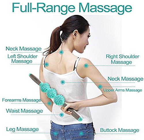 VLFit Muscle Roller Stick Treble Roller Massage for Sore Muscles, Releasing Cramps, Back Tightness, Myofascial, Trigger Points Pain, Legs Lactic Acid, Knots, Calf Soreness Massager - 3 Spike Rollers - BeesActive Australia