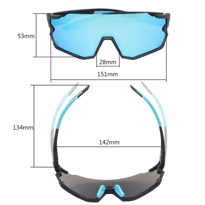 Polarized Riding Glasses Outdoor Men and Women Running Sports Bicycle Sunglasses Driving Fishing Golf Baseball 3 Lens Black Ice Blue - BeesActive Australia