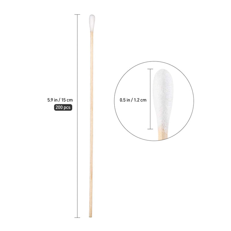 Beaupretty Long Wooden Cotton Swabs Cleaning Sterile Sticks Disposable Cotton Tip Swabs Applicators for Medicine Beauty,200pcs,6inch - BeesActive Australia