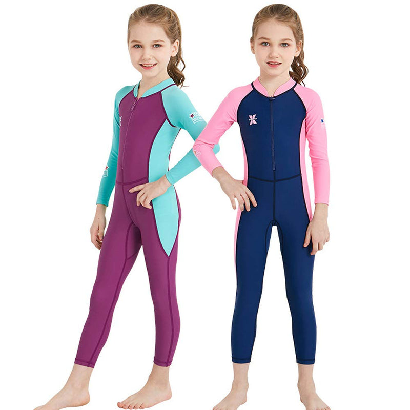 [AUSTRALIA] - AIWUHE Children's Diving Boy and Girl Suit Outdoor Long-Sleeve One-Piece Swimsuit Sunscreen Quick-Dry Medium Children's Swimsuit 6-7 Years Blue 