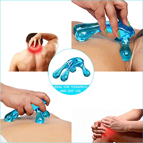Hand Held Massage Tool, BVN Four Point Full Body Massager, Self Massage Tool, Easy Palm Fit with Massage Knobs for Gentle Pressure Point Massage, Suitable for Neck, Waist, Hips, Leg, Foot Blue - BeesActive Australia