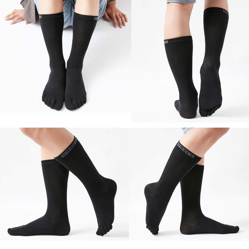 VWELL Toe Socks Cotton Athletic Running Five Finger Socks 3 Pairs,Size 7-11 Black（3 Pairs） - BeesActive Australia