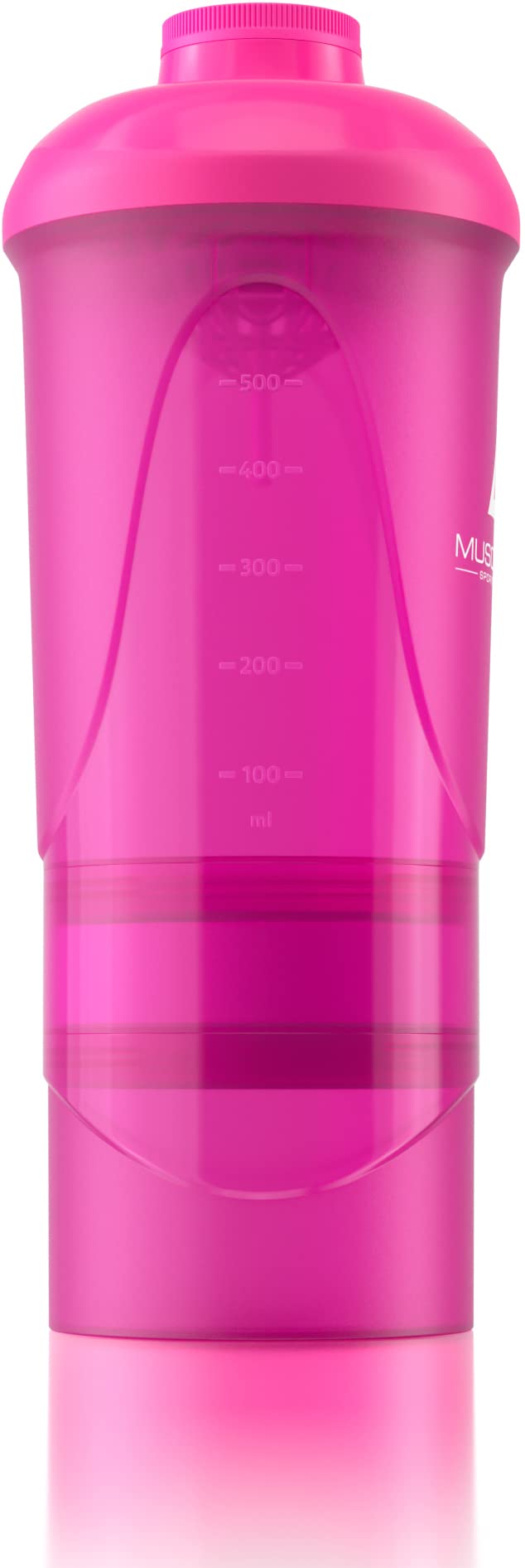 Pink Protein Shaker Plus Storage Screw top 100% Leak Proof Drinks Bottle 500ml to 700ml by Musclelinx - BeesActive Australia