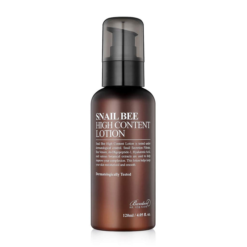 BENTON Snail Bee High Content Lotion 120ml (4.05 fl. oz.) - Contains Snail Secretion Filtrate & Bee Venom, Repair Damaged Skin, Reduces Acne Scars for Oily Skin, Firming Skin, Skin Smooth - BeesActive Australia