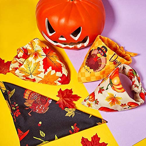 4 Pieces Thanksgiving Dog Bandanas Fall Pumpkin Cat Scarfs Triangle Bibs Washable Maple Leaf Bandanas Adjustable for Small Medium Large Pet Holiday Party Supplies - BeesActive Australia