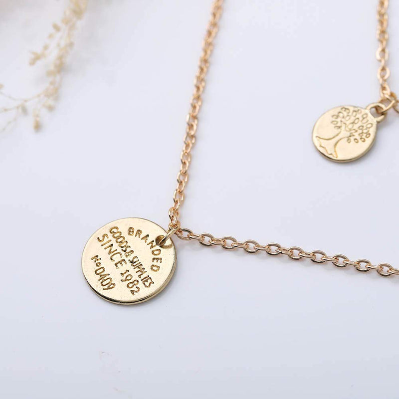 Jovono Gold Boho Multilayered Necklaces Coin Heart Pendant Jewelry Necklace Chains for Women and Girls - BeesActive Australia