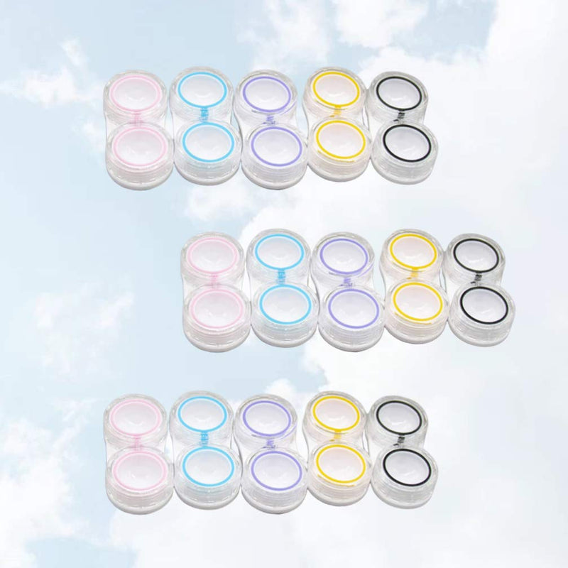Exceart 15pcs Clear Cute Contact Lens Case Leak-Proof Durable Portable Storage Case Dual Box Container Holder for Contact Lense - BeesActive Australia