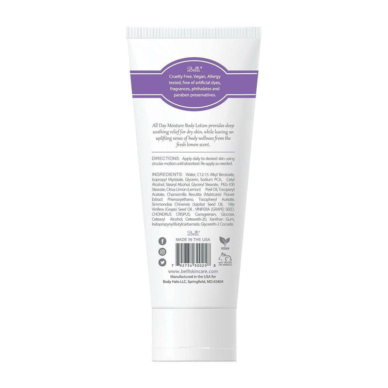 Belli All Day Moisture Body Lotion – Relieves Dry Skin – OB/GYN and Dermatologist Recommended – 6.5 oz. Lemon 6.5 Ounce - BeesActive Australia