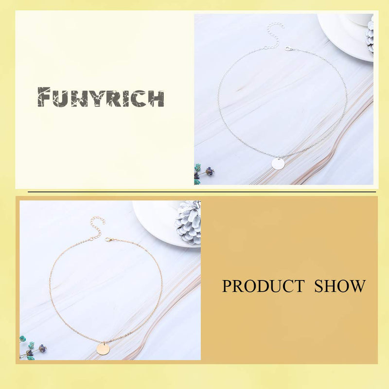 Funyrich Simple Coin Necklaces Chain Sequins Pendant Chain Necklace Jewelry for Women and Girls (Gold) Gold - BeesActive Australia