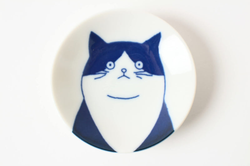 Mino ware Japanese Ceramics Mini Plate/Dish Set of 5 Five Cat Faces White & Blue made in Japan (Japan Import) GBS001 - BeesActive Australia
