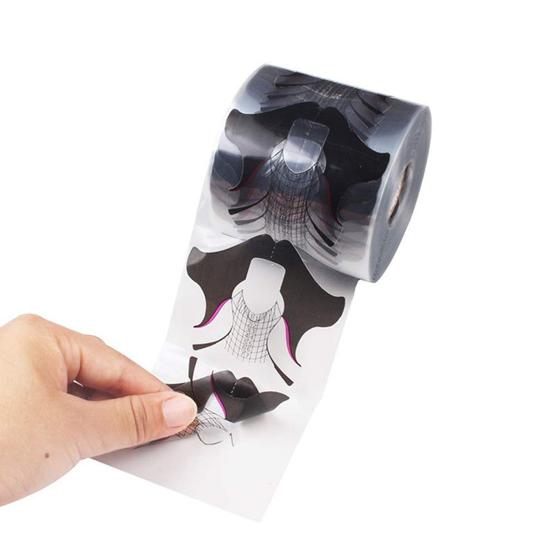 Beauty Leader 500 Pcs/Roll Nail Form Stickers Clear Nail Art Guide Form Acrylic UV Gel Tips Extension (Black Butterfly Design) - BeesActive Australia