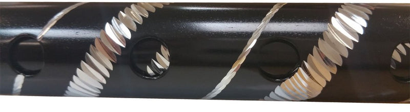 Deluxe Black with Silver Etched Engraved Flecked Stripes Pattern Ladies Adjustable Walking Stick Cane - 23" - 38.5" - BeesActive Australia