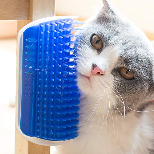 Hub's Gadget 2 Pack Cat Self Groomer, Wall Corner Massage Comb Grooming Brush with Catnip Pouch, Pink - BeesActive Australia