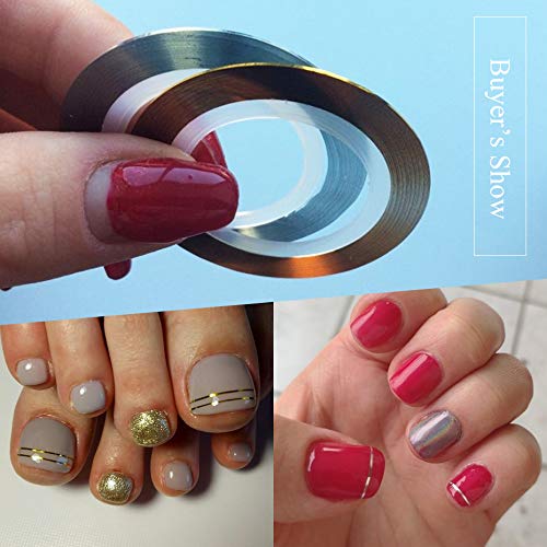 JIAHAO 2Pcs Gold/Silver Rolls Striping Tape Line Nail Art Tips Decoration Sticker - BeesActive Australia