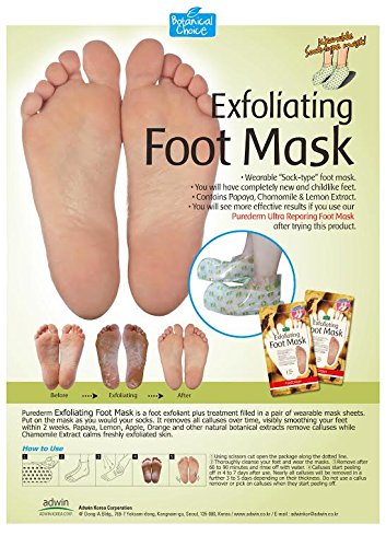 Purederm Exfoliating Foot Mask - Peels Away Calluses and Dead Skin in 2 Weeks! (10 Pack (10 Treatments), Regular) - BeesActive Australia