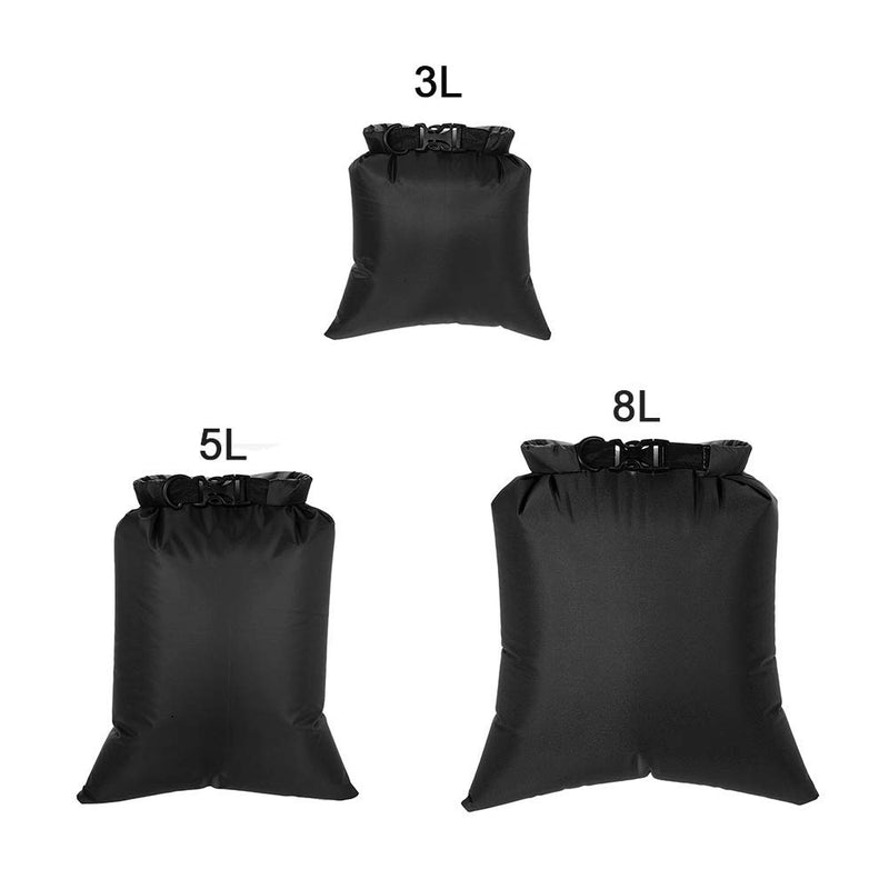 [AUSTRALIA] - Lixada Waterproof Dry Bags, 3/5 Pack Ultimate Dry Sack - 3L+5L+8L Lightweight, Roll Top Outdoor Dry Sacks for Kayaking Camping Hiking Traveling Boating Water Sports Black - 3pack 