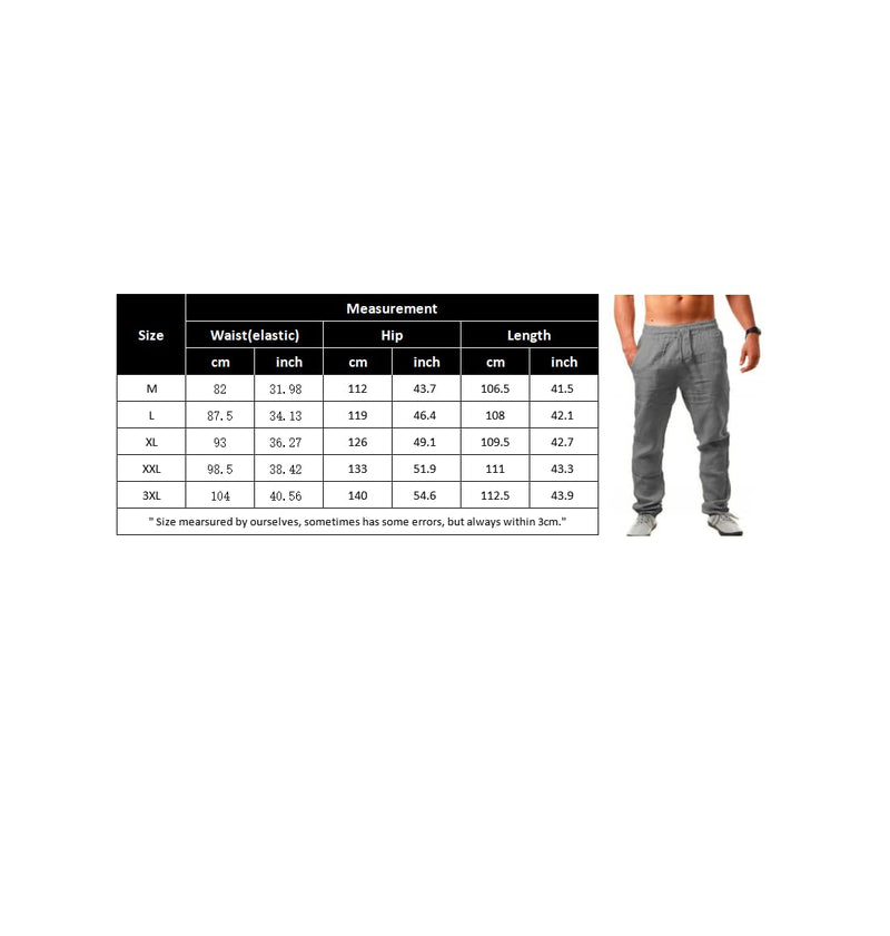 AUDATE Men's Cotton Linen Trousers Solid Summer Beach Yoga Pants Casual Drawstring Trousers XX-Large White - BeesActive Australia