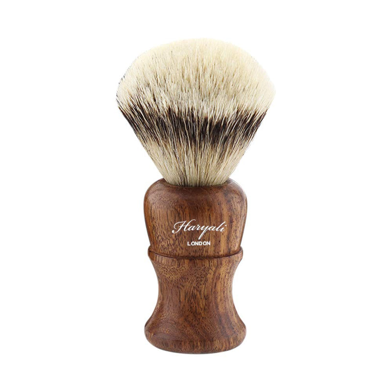 Haryali London Silver Tip Badger Hair Bristles Mens Shaving Brush with Wood Handle for Clean Shave Perfect New Year Gift for Men - BeesActive Australia