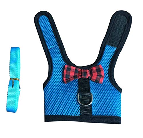 Multipurpose Rabbits Hamster Vest Harness with Leash Bunny Mesh Chest Strap Harnesses Ferret Guinea Pig Small Animals Pet Accessories Blue S - BeesActive Australia