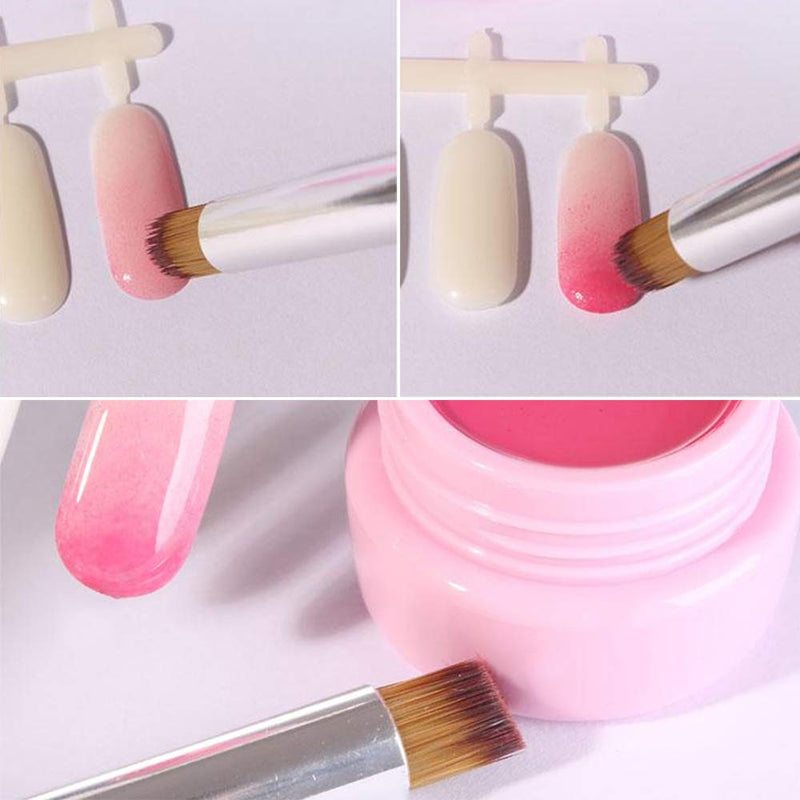 SILPECWEE 3Pcs Acrylic Nail Brush Set UV Gel Nail Ombre Brush Double-Head Sponge Pen Wooden Nail Art Gradient Painting Brush Manicure Tools NO2 - BeesActive Australia