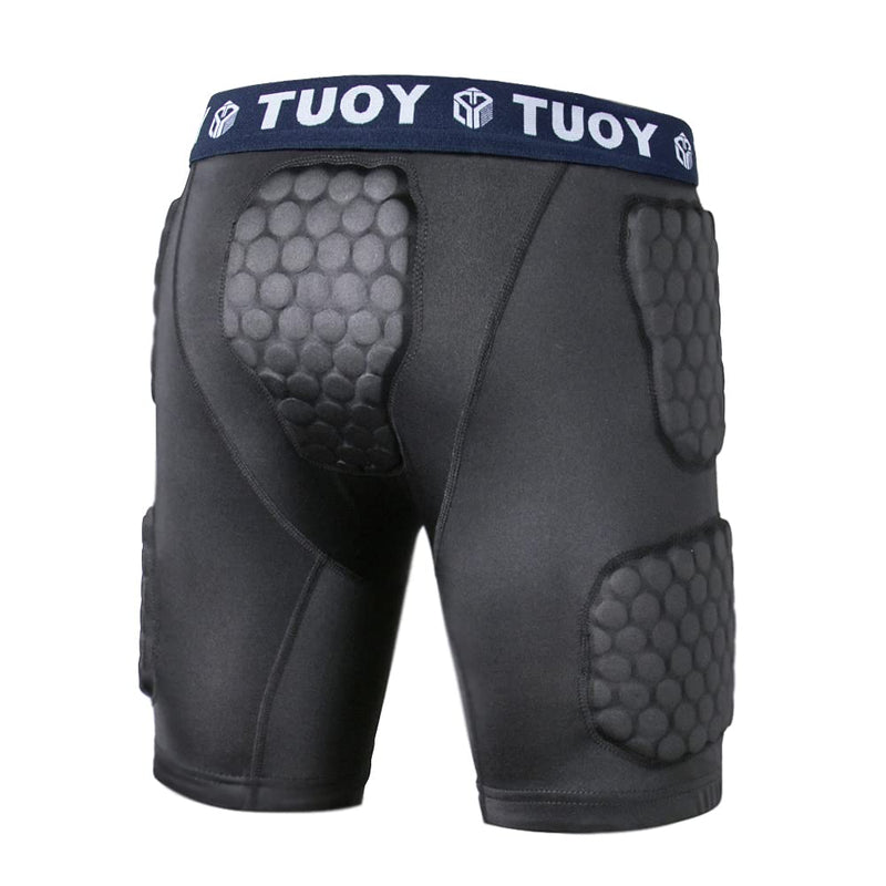 DGXINJUN Men Padded Compression Short Sports Shorts Protective Thigh Hip Protector Pads Support for Adult Football Basketball Paintball Rugby Training Cycling Pants Medium - BeesActive Australia