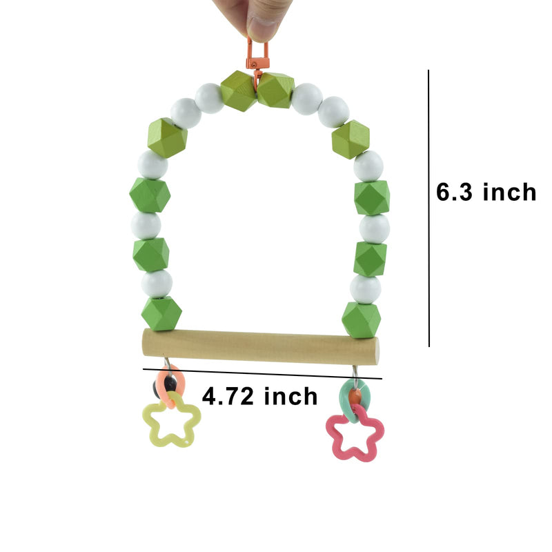 GUANLANT Wooden Bird Swing Perch for Parakeet , Small Birds Hanging Cage Stands Cockatiels Parrot Colorful Beads Bell Trainning Toy Playground Gym Accessories for Lovebirds Conures Budgies - BeesActive Australia
