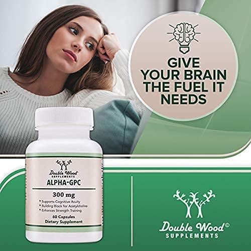 Double Wood Supplements Alpha GPC Choline Supplement, Made in the USA (60 Capsules 300mg) - BeesActive Australia