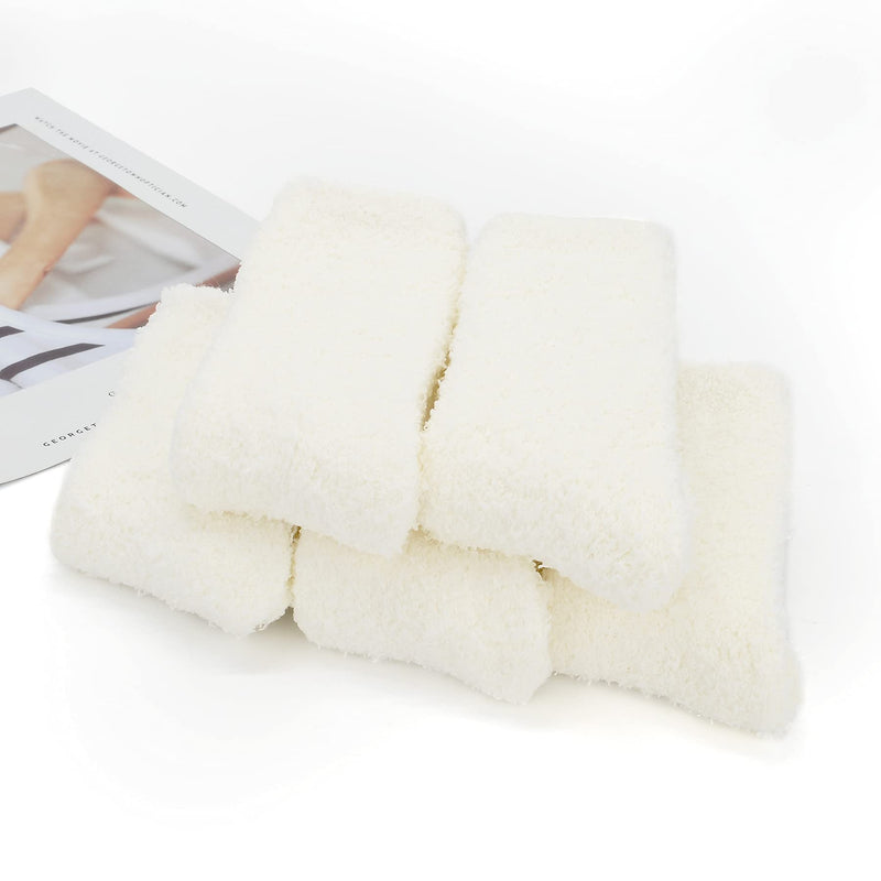 Zando Womens Fuzzy Socks Warm Slipper Socks Winter Fluffy Socks Cozy Fuzzy Socks Athletic Fleece Socks Cute Crew Socks One Size D 5/Pure White - BeesActive Australia