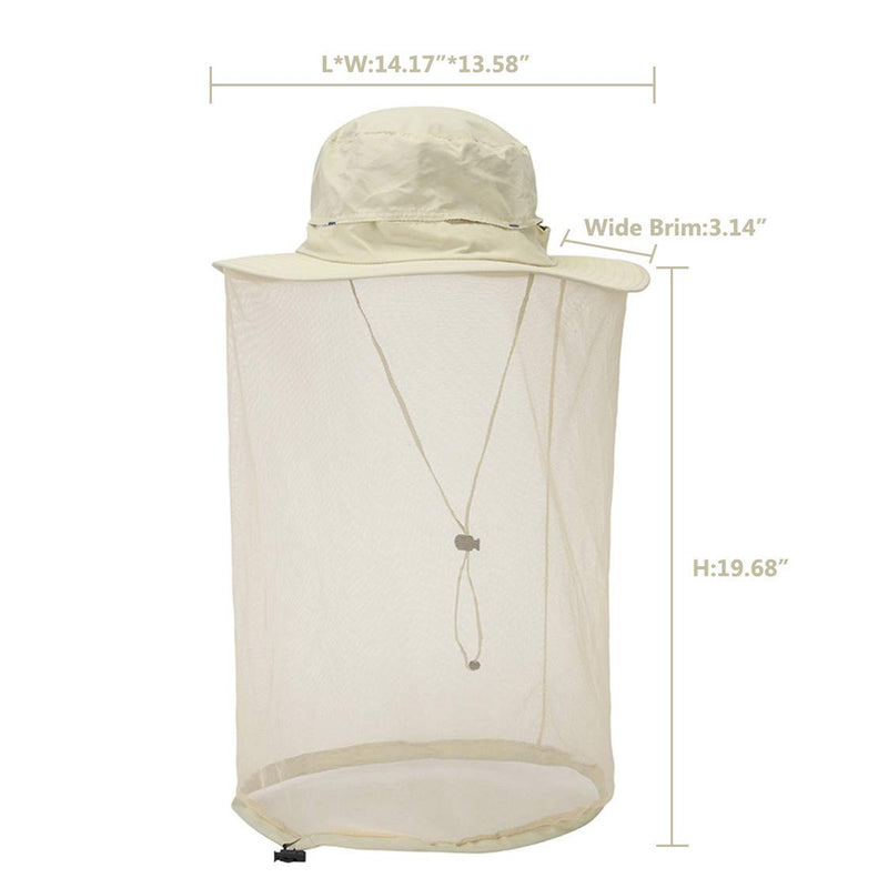 [AUSTRALIA] - Mosquito Head Net Hat Hidden Mesh Sun Hat Men Women Outdoor Insect UV Protective Beige 