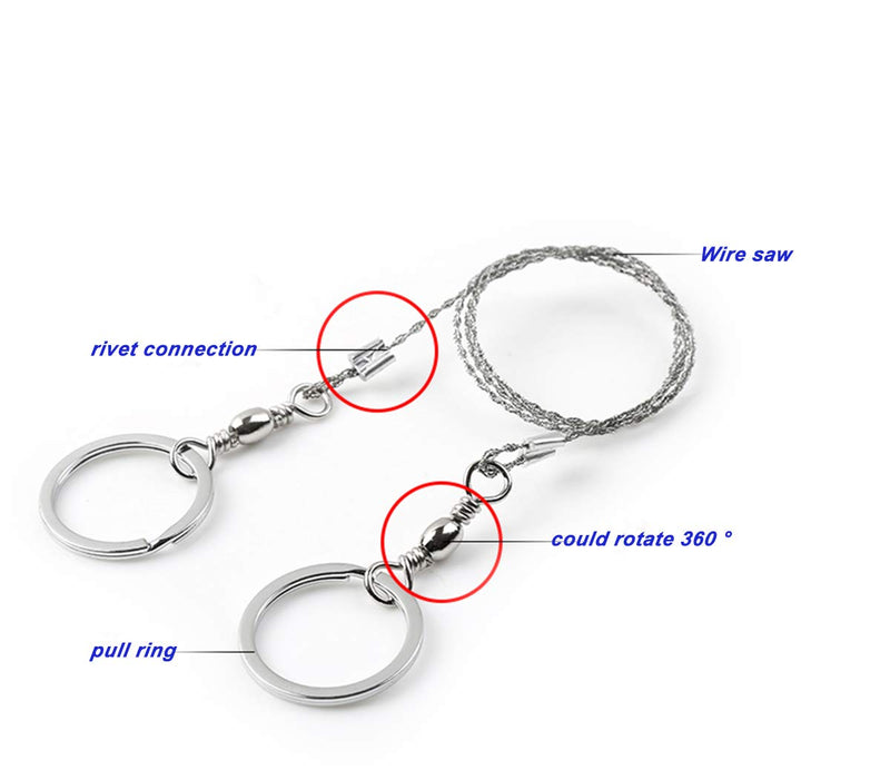 Survival Wire Saw Outdoor Emergency Mini Hand Pocket Stainless Steel Saws for Backpacking Gear, Camping, Hunting, Hiking, Trees Cutting (Silver Metal handle 3 Pack) Silver Metal handle 3 Pack - BeesActive Australia