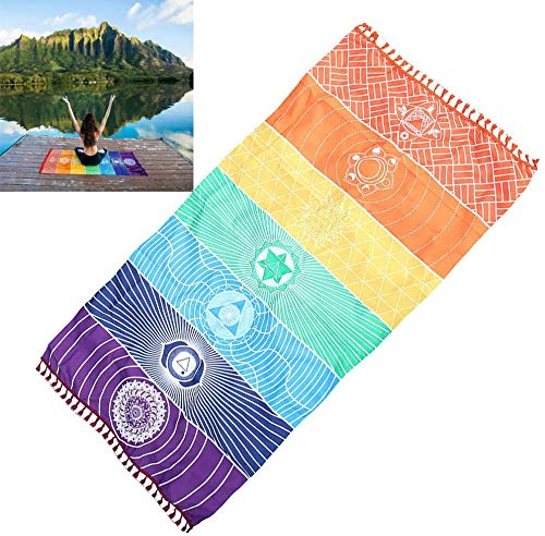 OYEFLY Rainbow Chakra Yoga Mat Sunscreen Shawl Hippy Boho Gypsy Colorful - BeesActive Australia