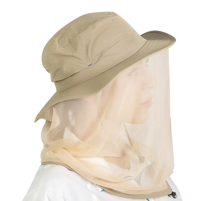 [AUSTRALIA] - Mosquito Head Net Hat Hidden Mesh Sun Hat Men Women Outdoor Insect UV Protective Beige 