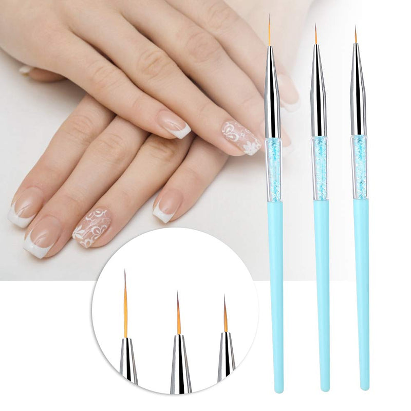 Nail Art Pen,3pcs Nail Art Dotting Liner Brush UV Gel Painting Pen Drawing Tool Set Rhinestone Handle(Blue) Blue - BeesActive Australia