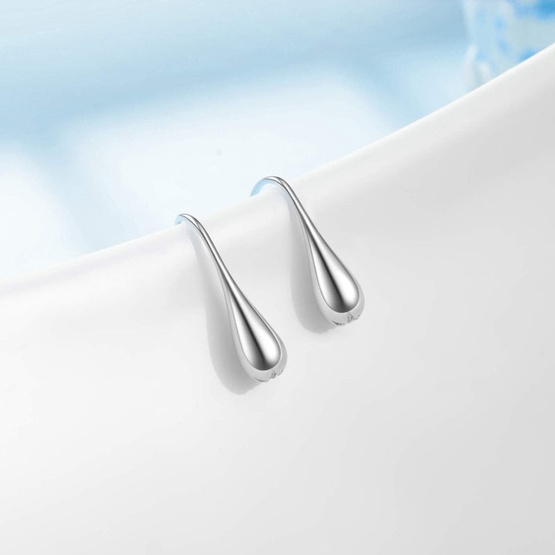 Pull Through Teardrop Dangle Earrings 925 Sterling Silver Simple Water Drop Earrings for Women pull through teardrop earrings - BeesActive Australia
