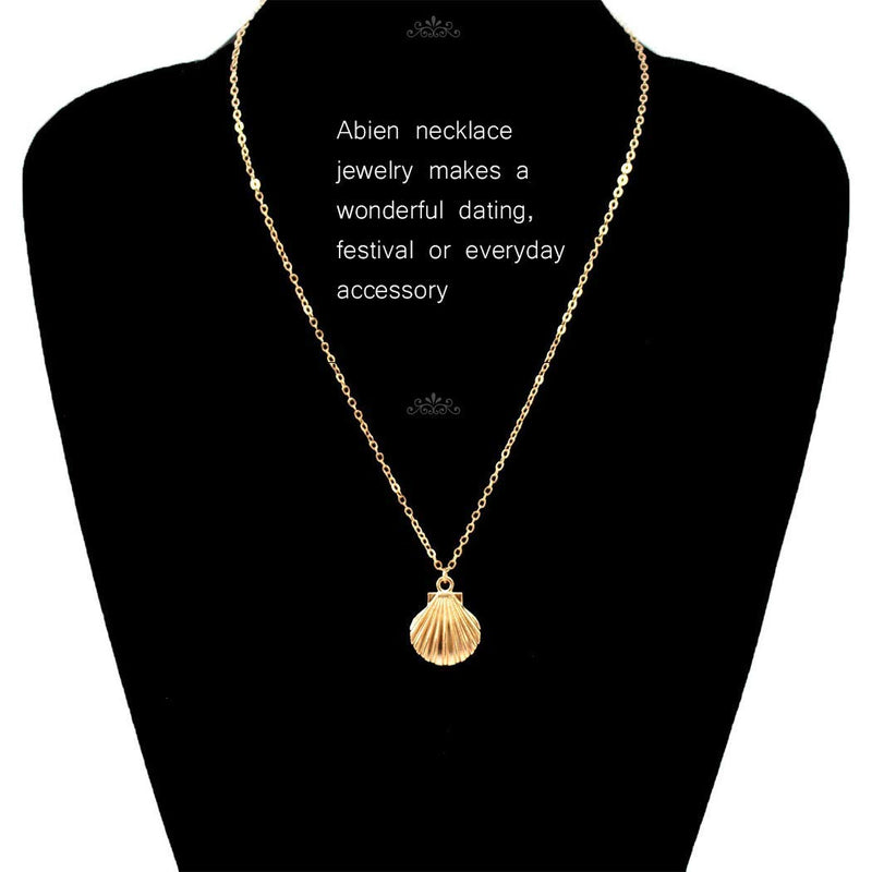 Abien Boho Shell Pendant Necklaces Gold Short Summer Beach Necklace Chain Jewelry for Women and Girls - BeesActive Australia