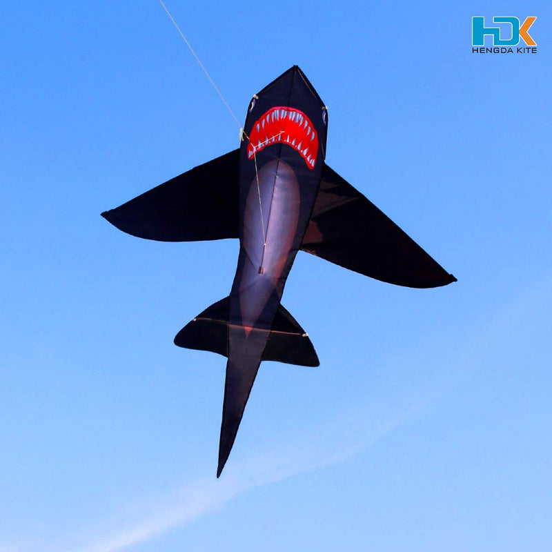 [AUSTRALIA] - HENGDA KITE for Kids Lifelike Black Shark Kite Single Line Kite Flying for Children Kids Outdoor Toys Beach Park Playing 