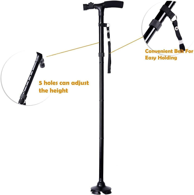 Walking Stick, Ohuhu LED Folding Walking Cane Walking Stick With Adjustable LED Lights Carrying Bag For Men/Women - BeesActive Australia