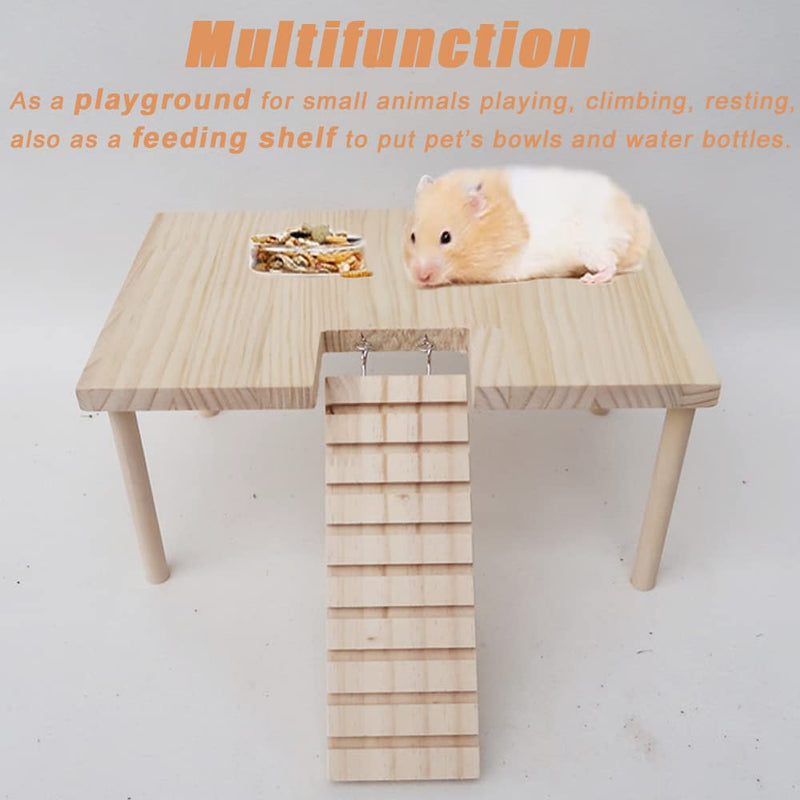 SINFUN Bird Wood Perch Playground Toy Hamster Wooden Play Gym Stand Table Parrot Platform with Climbing Ladder for Parakeet Conure Hamster Squirrel Gerbil Chinchilla Small Medium Birds Animals - BeesActive Australia