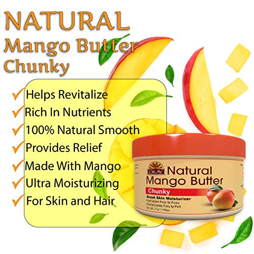 OKAY | Mango Butter Chunks | For Hair and Skin | Revive and Hydrate Dry Hair | Moisturize & Soothe Skin | 100% Pure | 8 oz 8 Ounce - BeesActive Australia